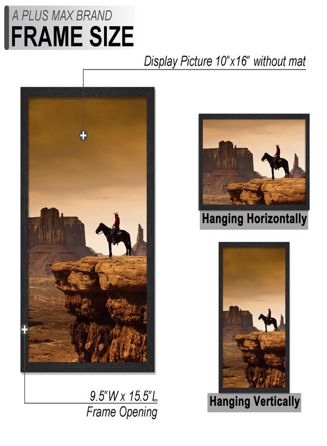 A PLUS MAX 10x16 Picture Frame, Black Engineered Wood Frame for 10 x 16 Inch Picture Poster Photo, Light Weight 10 by 16 Frame with Wood-grain for Wall - 1 Pack/Black/10 x16 - Image 4